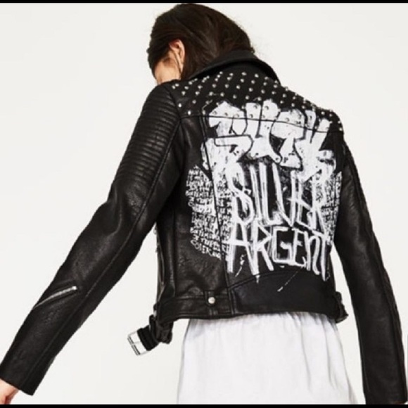 Zara Jackets & Blazers - Studded Faux Leather Jacket